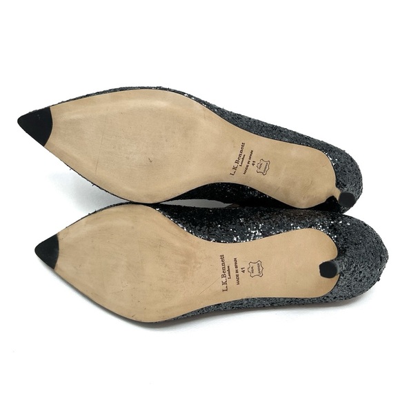 LK Bennett Monica Mary Jane Glitter Heels Size 41 / 11 Antracite (Gunmetal) EUC - Picture 9 of 12